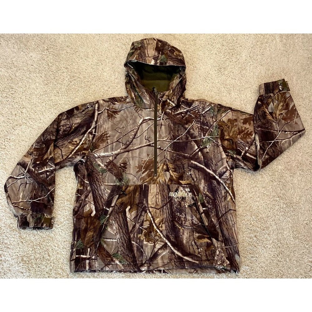 CABELA'S MENS LARGE CAMO DRY-PLUS INSULATED PULLOVER 1/2 ZIP HOODED JACKET